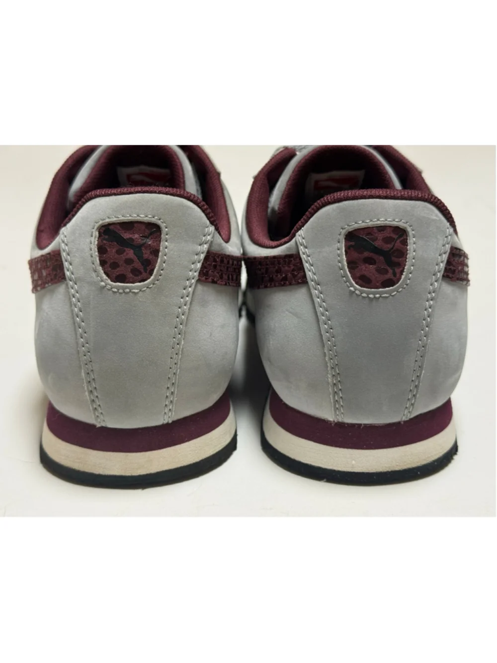 Puma Women’s Roma Gray Burgundy Animal Print Sneakers Sz 7.5